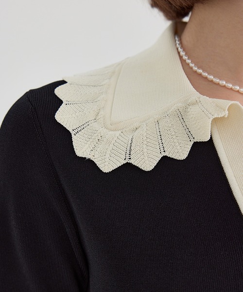 Fano Studios（ファノ ストゥディオズ）の「フリルカラースキッパーネックニットミニワンピース FX23L306【Fano Studios】（ワンピース・レディース・ブラック・L/M/S）」の12枚目の写真