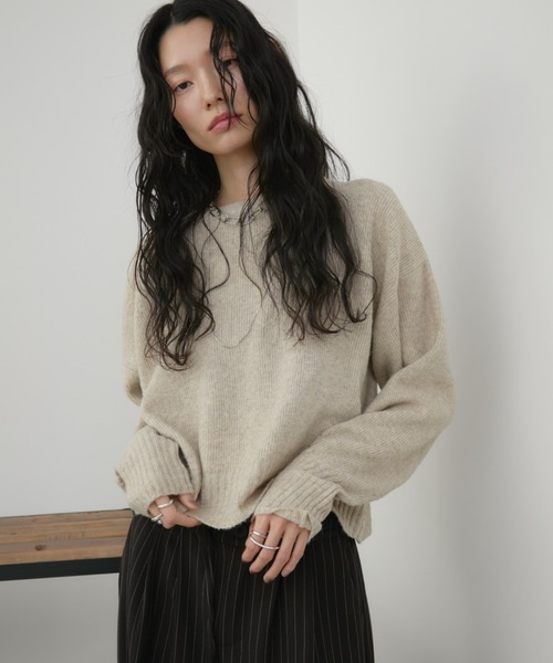 Aunt Marie's(アントマリーズ)の「ミックスショート丈プルオーバーニット(ニット/セーター・レディース・ピンク/グレー/グリーン/その他/イエロー/ベージュ/ブラック/ブルー/ブラウン/パープル・FREE)」の5枚目の写真