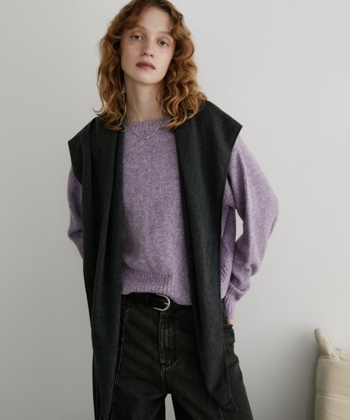 Aunt Marie's(アントマリーズ)の「ミックスショート丈プルオーバーニット(ニット/セーター・レディース・ピンク/グレー/グリーン/その他/イエロー/ベージュ/ブラック/ブルー/ブラウン/パープル・FREE)」の7枚目の写真