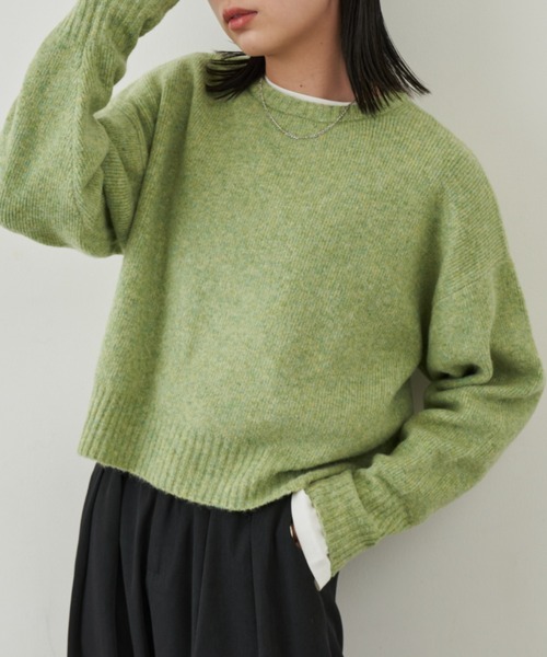 Aunt Marie's(アントマリーズ)の「ミックスショート丈プルオーバーニット(ニット/セーター・レディース・ピンク/グレー/グリーン/その他/イエロー/ベージュ/ブラック/ブルー/ブラウン/パープル・FREE)」の6枚目の写真