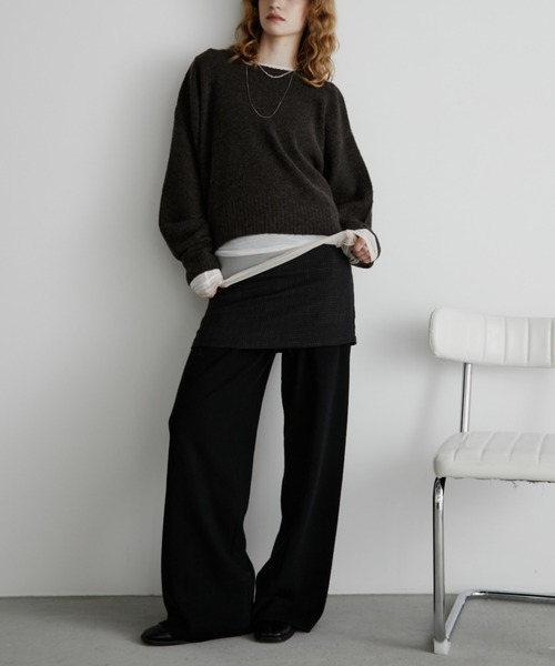 Aunt Marie's(アントマリーズ)の「ミックスショート丈プルオーバーニット(ニット/セーター・レディース・ピンク/グレー/グリーン/その他/イエロー/ベージュ/ブラック/ブルー/ブラウン/パープル・FREE)」の15枚目の写真