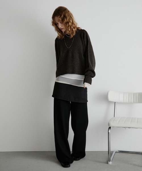 Aunt Marie's(アントマリーズ)の「ミックスショート丈プルオーバーニット(ニット/セーター・レディース・ピンク/グレー/グリーン/その他/イエロー/ベージュ/ブラック/ブルー/ブラウン/パープル・FREE)」の16枚目の写真