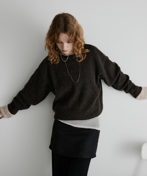 Aunt Marie's(アントマリーズ)の「ミックスショート丈プルオーバーニット(ニット/セーター・レディース・ピンク/グレー/グリーン/その他/イエロー/ベージュ/ブラック/ブルー/ブラウン/パープル・FREE)」の11枚目の写真