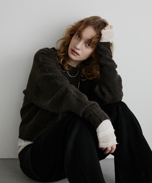 Aunt Marie's(アントマリーズ)の「ミックスショート丈プルオーバーニット(ニット/セーター・レディース・ピンク/グレー/グリーン/その他/イエロー/ベージュ/ブラック/ブルー/ブラウン/パープル・FREE)」の13枚目の写真