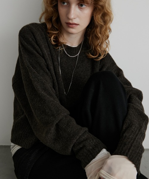 Aunt Marie's(アントマリーズ)の「ミックスショート丈プルオーバーニット(ニット/セーター・レディース・ピンク/グレー/グリーン/その他/イエロー/ベージュ/ブラック/ブルー/ブラウン/パープル・FREE)」の12枚目の写真