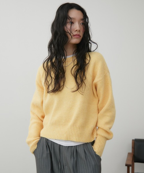 ミックスショート丈プルオーバーニット（ニット/セーター）｜Aunt