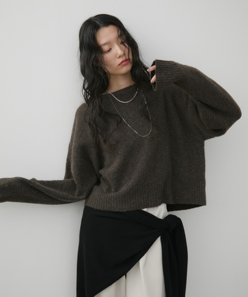 ミックスショート丈プルオーバーニット（ニット/セーター）｜Aunt