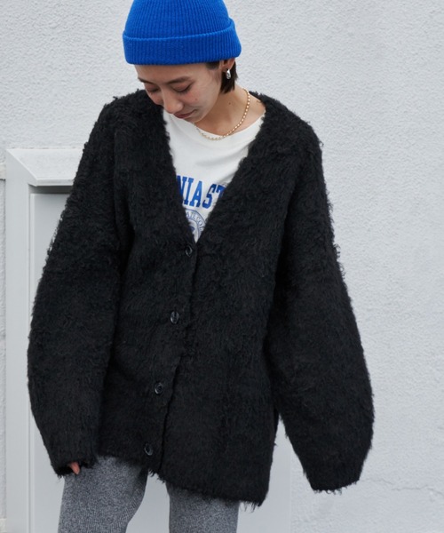 Auntie Rosa Holiday（アンティローザホリデー）の「シャギーオーバーサイズカーディガン（カーディガン/ボレロ・レディース・グレー/アイボリー/グリーン/ブラック・FREE）」の2枚目の写真