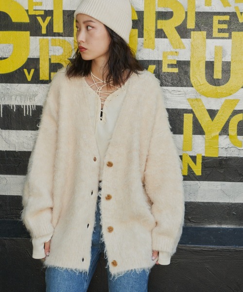 Auntie Rosa Holiday（アンティローザホリデー）の「シャギーオーバーサイズカーディガン（カーディガン/ボレロ・レディース・グレー/アイボリー/グリーン/ブラック・FREE）」の20枚目の写真