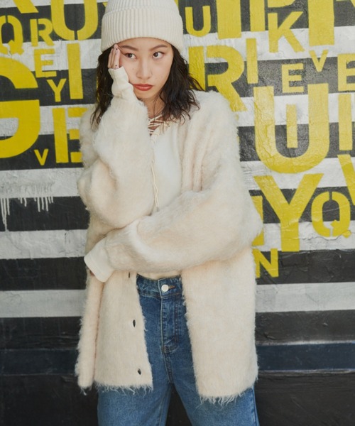 Auntie Rosa Holiday（アンティローザホリデー）の「シャギーオーバーサイズカーディガン（カーディガン/ボレロ・レディース・グレー/アイボリー/グリーン/ブラック・FREE）」の19枚目の写真