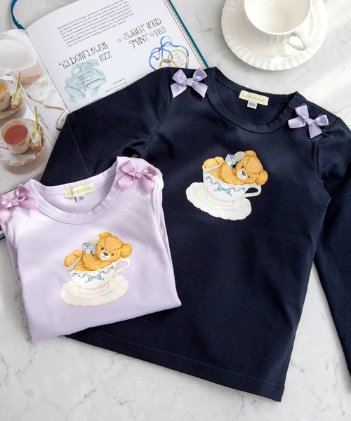 panpantutu（パンパンチュチュ）の「テディベア・リボンキャットトップス(長袖)(80-130cm)（Tシャツ/カットソー・キッズ・ライトベージュ/レッド/ネイビー/ラベンダー/ベージュ系その他・80ｃｍ/130cm/100cm/110cm/90cm/120cm）」の13枚目の写真