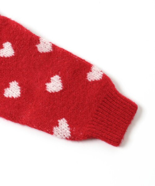 BREEZE(ブリーズ)の「ハート・お花柄ニットカーディガン(カーディガン/ボレロ・キッズ・レッド/ブラック・100/90/120/140)」の5枚目の写真