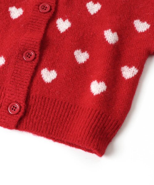 BREEZE(ブリーズ)の「ハート・お花柄ニットカーディガン(カーディガン/ボレロ・キッズ・レッド/ブラック・100/90/120/140)」の4枚目の写真