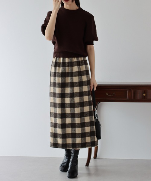 BLUEEAST（ブルーイースト）の「チェックロングタイトスカート（スカート・レディース・ブラック系/ブラウン系/ブラック/ブラウン・MEDIUM/LARGE）」の14枚目の写真