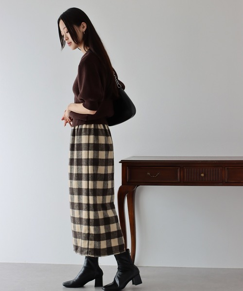 BLUEEAST（ブルーイースト）の「チェックロングタイトスカート（スカート・レディース・ブラック系/ブラウン系/ブラック/ブラウン・MEDIUM/LARGE）」の10枚目の写真