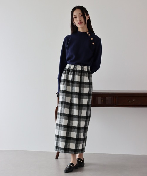 BLUEEAST（ブルーイースト）の「チェックロングタイトスカート（スカート・レディース・ブラック系/ブラウン系/ブラック/ブラウン・MEDIUM/LARGE）」の7枚目の写真