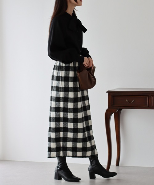 BLUEEAST（ブルーイースト）の「チェックロングタイトスカート（スカート・レディース・ブラック系/ブラウン系/ブラック/ブラウン・MEDIUM/LARGE）」の18枚目の写真