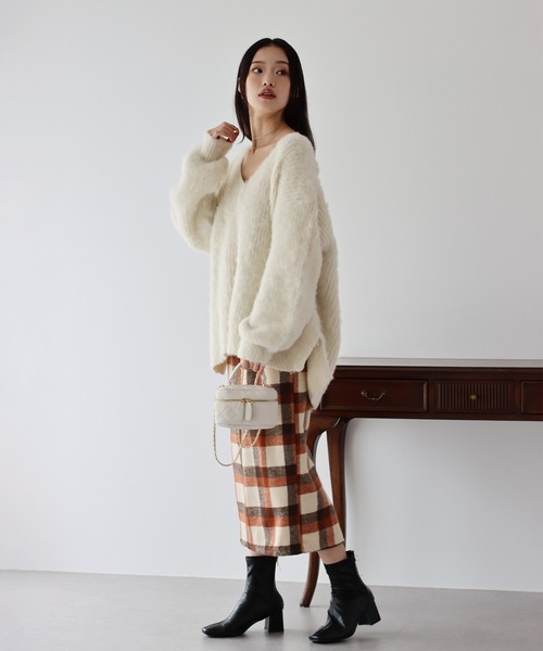 BLUEEAST（ブルーイースト）の「チェックロングタイトスカート（スカート・レディース・ブラック系/ブラウン系/ブラック/ブラウン・MEDIUM/LARGE）」の12枚目の写真