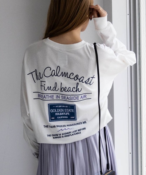 UNDERWRAPS(アンダーラップス)の「UNDERWRAPS アンダーラップス 刺繍切り替え長袖Tシャツ(Tシャツ/カットソー・レディース・ブラック/ホワイト/ピンク・フリー)」の1枚目の写真