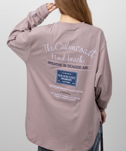 UNDERWRAPS(アンダーラップス)の「UNDERWRAPS アンダーラップス 刺繍切り替え長袖Tシャツ(Tシャツ/カットソー・レディース・ブラック/ホワイト/ピンク・フリー)」の3枚目の写真