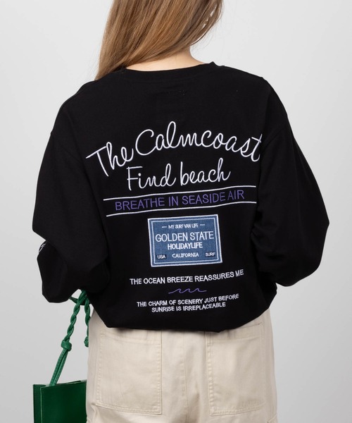 UNDERWRAPS(アンダーラップス)の「UNDERWRAPS アンダーラップス 刺繍切り替え長袖Tシャツ(Tシャツ/カットソー・レディース・ブラック/ホワイト/ピンク・フリー)」の2枚目の写真