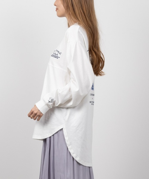UNDERWRAPS(アンダーラップス)の「UNDERWRAPS アンダーラップス 刺繍切り替え長袖Tシャツ(Tシャツ/カットソー・レディース・ブラック/ホワイト/ピンク・フリー)」の6枚目の写真