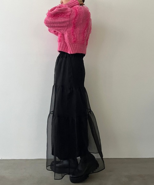 LOWRYS FARM（ローリーズファーム）の「レースフリルニット　971917（ニット/セーター・レディース・ブラック/オフホワイト/ピンク・FREE）」の5枚目の写真