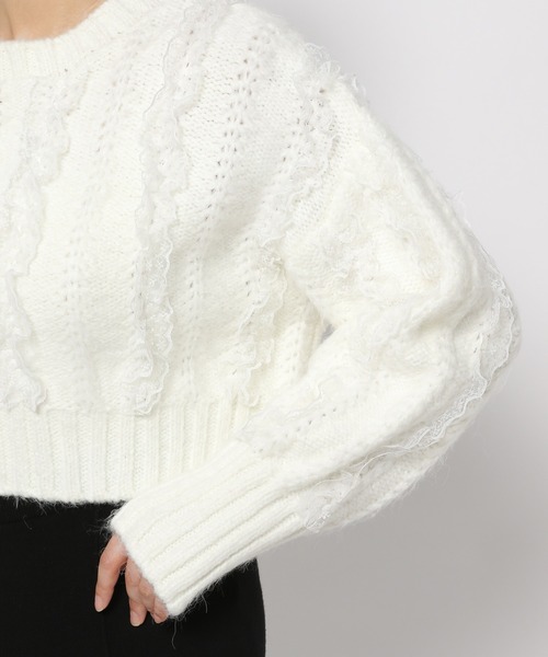 LOWRYS FARM（ローリーズファーム）の「レースフリルニット　971917（ニット/セーター・レディース・ブラック/オフホワイト/ピンク・FREE）」の16枚目の写真