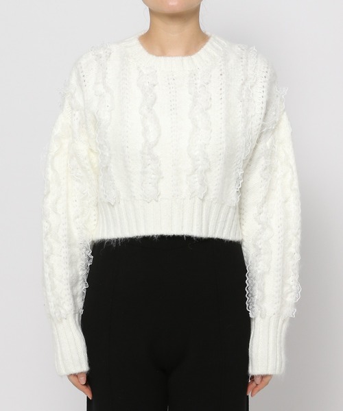 LOWRYS FARM（ローリーズファーム）の「レースフリルニット　971917（ニット/セーター・レディース・ブラック/オフホワイト/ピンク・FREE）」の13枚目の写真
