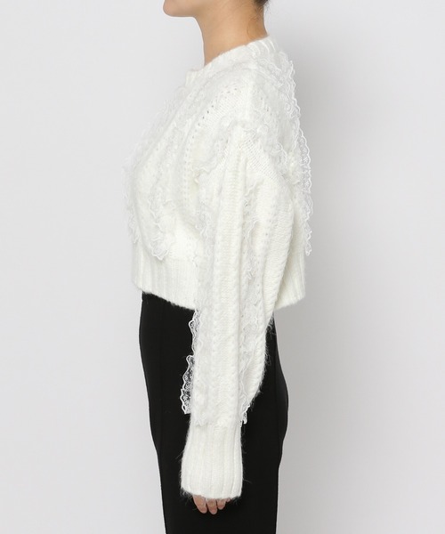 LOWRYS FARM（ローリーズファーム）の「レースフリルニット　971917（ニット/セーター・レディース・ブラック/オフホワイト/ピンク・FREE）」の14枚目の写真
