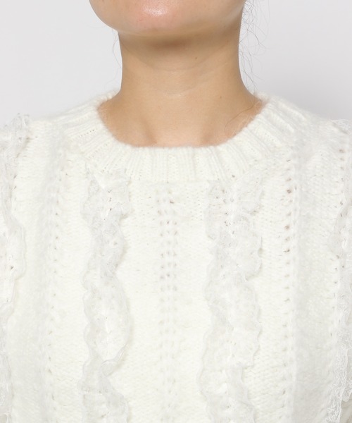 LOWRYS FARM（ローリーズファーム）の「レースフリルニット　971917（ニット/セーター・レディース・ブラック/オフホワイト/ピンク・FREE）」の19枚目の写真