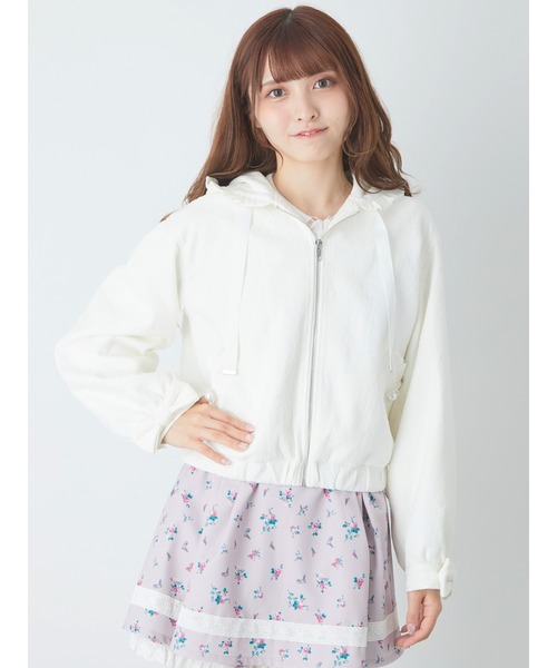 アンクルージュ　レースフリル　ブルゾン　ピンク Ank Rouge（アンクルージュ）の「レースフリルブルゾン