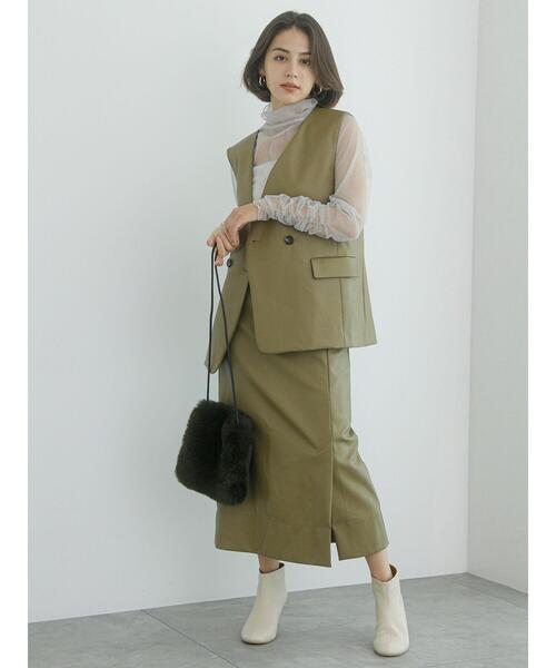 Te chichi（テチチ）の「エコレザーIラインスカート（スカート・レディース・ブラック/カーキ・M/S）」の20枚目の写真