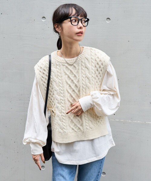 P*様 unfil ケーブルベスト1Sizeアイボリー FREAK'S STORE（フリークスストア）の「ケーブル ニットベスト セット