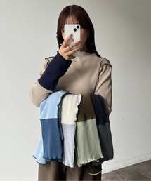 袖先配色プリーツメロープルオーバー