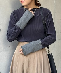 袖先配色プリーツメロープルオーバー