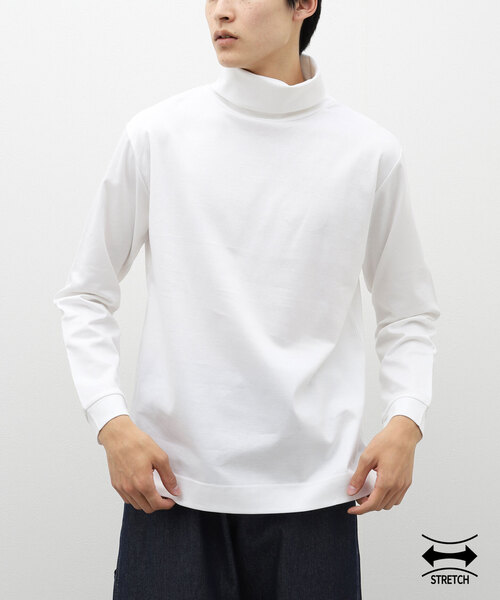 417 EDIFICE(フォーワンセブンエディフィス)の「【Made in Japan】ポンチ タートルネック(Tシャツ/カットソー・メンズ・ホワイト/チャコールグレー/ベージュ/ブラック・SMALL/MEDIUM/LARGE)」の1枚目の写真