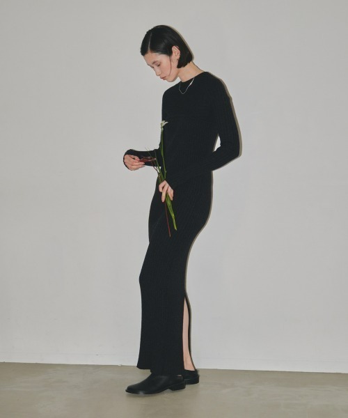 TODAYFUL（トゥデイフル）の「ミックスブークレニットドレス（ワンピース・レディース・チャコールグレー/ベージュ・36inch/38inch）」の6枚目の写真