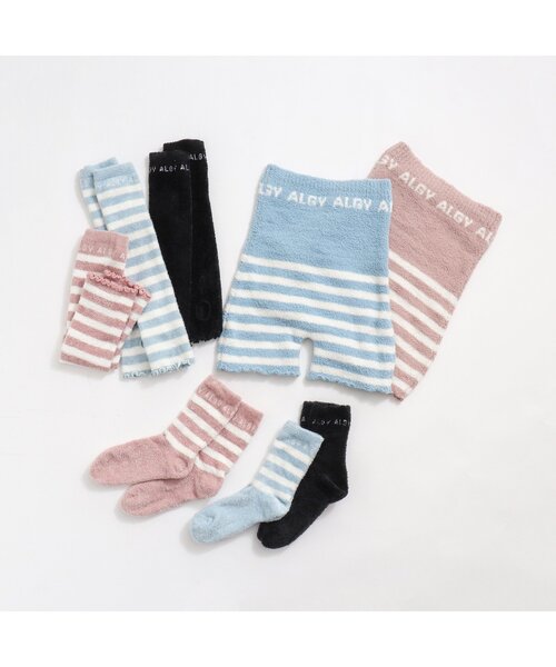 algy(アルジー)の「マシュマロニット2WAYウォーマー(レッグウォーマー・キッズ・サックスブルー/ブラック/ピンク・FREE)」の4枚目の写真