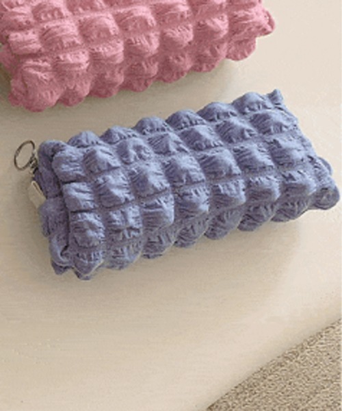 Mayree（メイリー）の「【float】ポコポコ ポップコーン ワンカラー ポーチ ペンケース（ポーチ・レディース・ブラック/サックスブルー/ライトピンク/ミント/マスタード/オフホワイト/ラベンダー・FREE）」の5枚目の写真