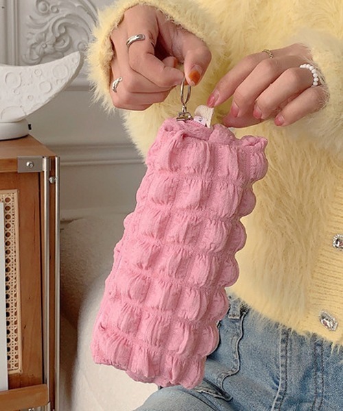 Mayree（メイリー）の「【float】ポコポコ ポップコーン ワンカラー ポーチ ペンケース（ポーチ・レディース・ブラック/サックスブルー/ライトピンク/ミント/マスタード/オフホワイト/ラベンダー・FREE）」の7枚目の写真