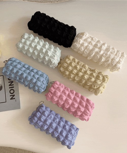 Mayree（メイリー）の「【float】ポコポコ ポップコーン ワンカラー ポーチ ペンケース（ポーチ・レディース・ブラック/サックスブルー/ライトピンク/ミント/マスタード/オフホワイト/ラベンダー・FREE）」の14枚目の写真