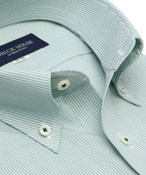 TOKYO SHIRTS(トウキョウシャツ)の「形態安定ノーアイロン ボタンダウン 長袖ビジネスワイシャツ(ビジネスシャツ・メンズ・グリーン・首回り39cm-裄丈80cm/首回り39cm-裄丈84cm/首回り41cm-裄丈82cm/首回り41cm-裄丈86cm/首回り43cm-裄丈82cm/首回り37cm-裄丈80cm/首回り42cm-裄丈82cm/首回り43cm-裄丈86cm/首回り42cm-裄丈86cm/首回り37cm-裄丈84cm)」の2枚目の写真