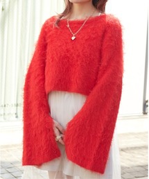 w closet | 【WEB限定カラー】スリーブオープンクロップドニット(ニット/セーター)