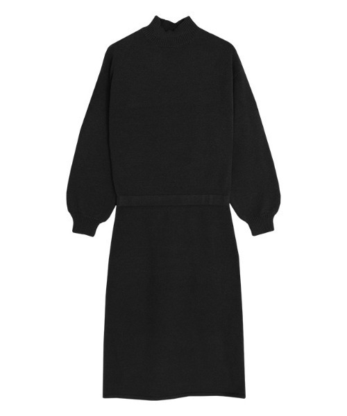 ハイネックボリュームスリーブニットワンピース（ワンピース