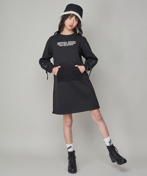 SISTER JENNI（SISTER JENNI）の「裏起毛ボアポケットワンピ（ワンピース・キッズ・グレー/ブラック・160cm/150cm/140cm/130cm）」の7枚目の写真