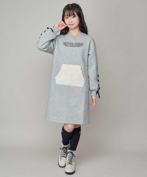 SISTER JENNI（SISTER JENNI）の「裏起毛ボアポケットワンピ（ワンピース・キッズ・グレー/ブラック・160cm/150cm/140cm/130cm）」の10枚目の写真