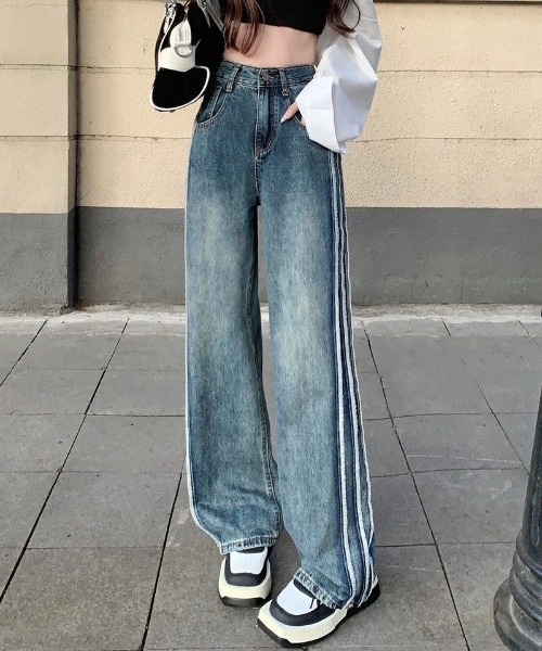 Burner(バーナー)の「【OKUOKU 0909】サイドライン デザイン デニムパンツ oku-bottom-714698603418-33 U(デニムパンツ・レディース・ブルー・S/M/L)」の5枚目の写真