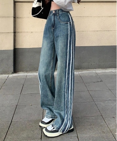 Burner(バーナー)の「【OKUOKU 0909】サイドライン デザイン デニムパンツ oku-bottom-714698603418-33 U(デニムパンツ・レディース・ブルー・S/M/L)」の6枚目の写真