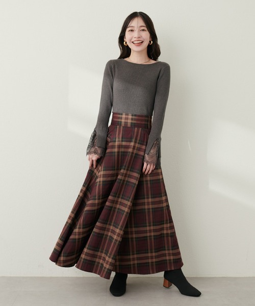 natural couture（ナチュラルクチュール）の「前後2WAY袖口レースリブニット（Tシャツ/カットソー・レディース・チャコールグレー/グレー系その他/サックスブルー/その他1/グレイッシュベージュ/ブラック/オフホワイト・FREE）」の9枚目の写真